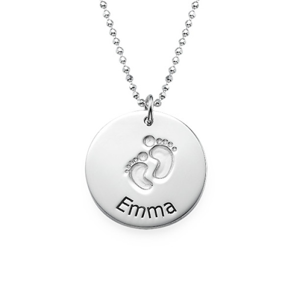 Personalised Silver Baby Footprint Necklace