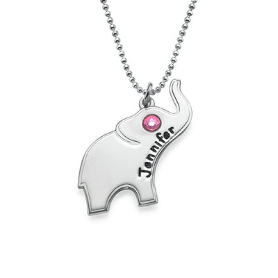 Personalised Silver Elephant Necklace with Custom Engraving