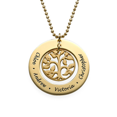 Present for Mum - Gold Plated Family Tree Necklace - By The Name Necklace;