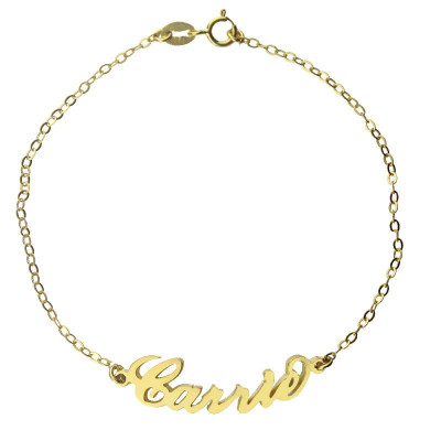 Personalised 18ct Gold Plated Carrie Name Bracelet - By The Name Necklace;