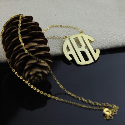 18ct Gold Plated Block Monogram Pendant Necklace - By The Name Necklace;