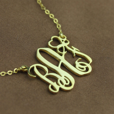 Personalised 18ct Gold Plated Necklace with Initial Monogram & Heart