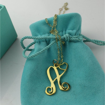 18ct Gold Plated Monogram Heart Necklace