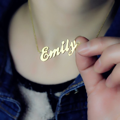 Personalised Cursive Nameplate Necklace in 18ct Gold Plating