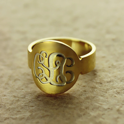 18ct Gold Plated Personalised Script Monogram Initial Ring Engraving