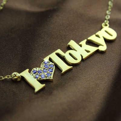 Personalised 18ct Gold Plated I Love You Name Necklace with Birthstone