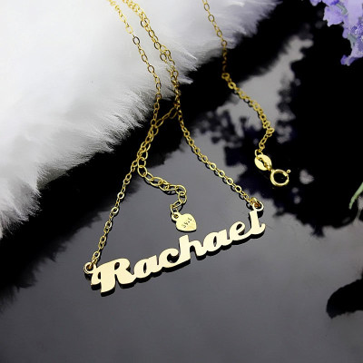 Personalised 18k Gold Plated Silver Puff Font Custom Name Necklace