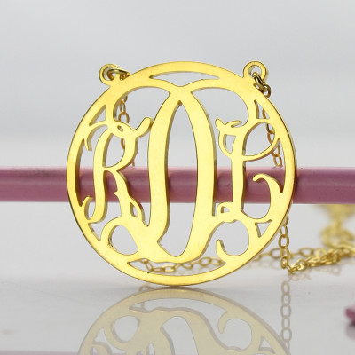 18K Gold Plated Personalised Circle Monogram Necklace