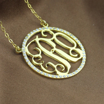 18ct Gold Plated Circle Birthstone Monogram Necklace  - By The Name Necklace;