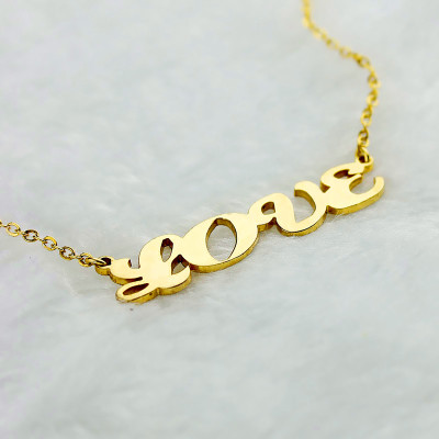Custom Gold Plated Engraved Name Necklace