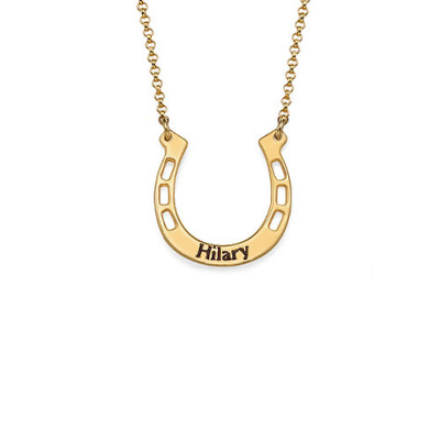 18ct Gold Plated Engraved Horseshoe Necklace With My Engraved