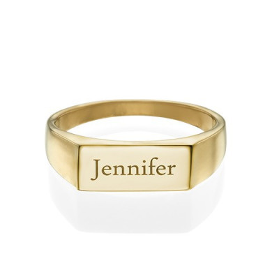 Personalised Gold Plated Engraved Signet Ring
