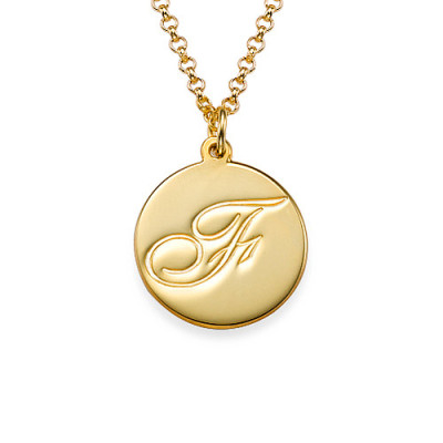 18ct Gold Plated Initial Pendant with Script Font - By The Name Necklace;