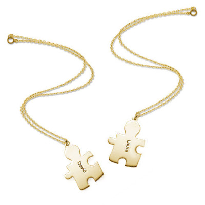18CT Gold Plated Personalised Couple's Puzzle Necklace - By The Name Necklace;