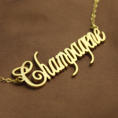 Personalised 18ct Gold Plated Silver 925 Champagne Font Name Necklace