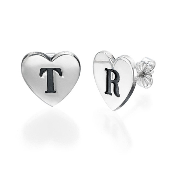 Heart-Shaped Initial Letter Earrings