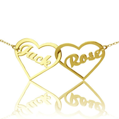 Double Heart Name Necklace 18ct Gold Plated - By The Name Necklace;
