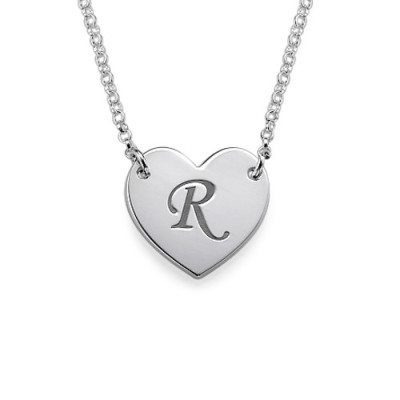 Heart Necklace with Initial Print Font - By The Name Necklace;
