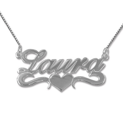 Silver Middle Heart Name Necklace - By The Name Necklace;