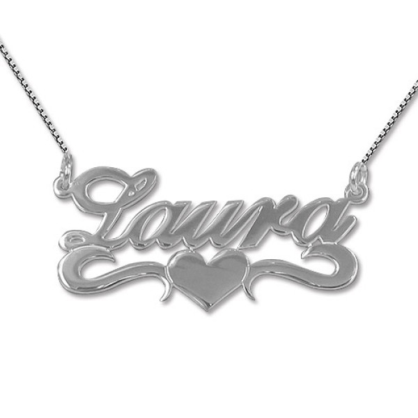 Personalised Silver Heart Name Necklace - Customised Gift Idea