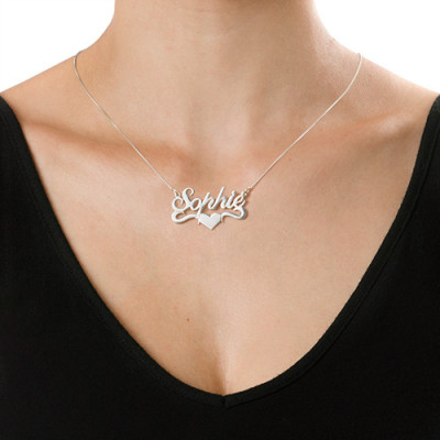 Personalised Silver Heart Name Necklace - Customised Gift Idea