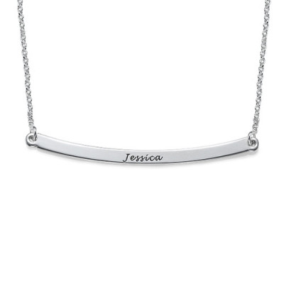Horizontal Silver Bar Necklace - By The Name Necklace;
