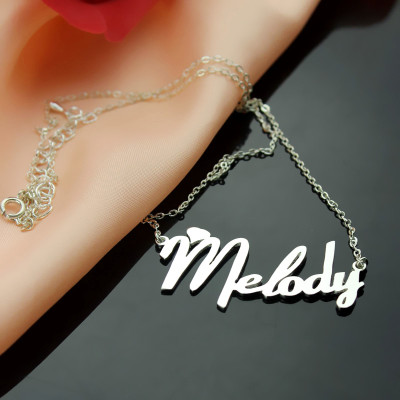 Personalised 18ct White Gold Plated Heart Name Necklace for Girls - Fiolex Fonts