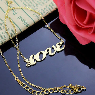 18ct Gold Personalised Puff Font Name Necklace
