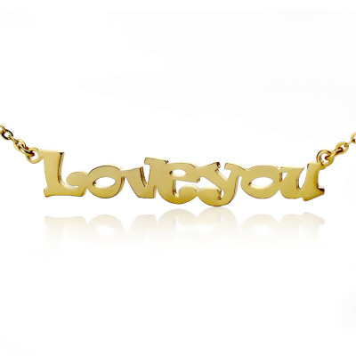 Cute Cartoon Ravie Font 18ct Gold Plated Name Necklace - By The Name Necklace;