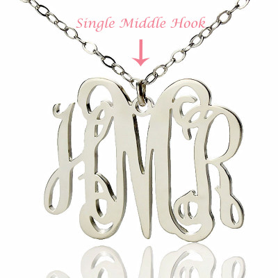18ct Solid White Gold Monogram Necklace - Alexis Bellino Style