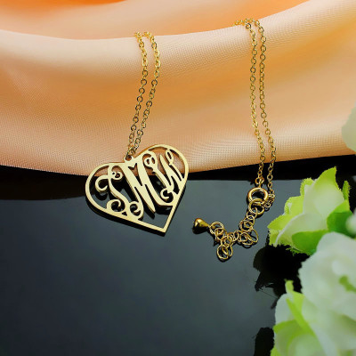 Personalised 18k Gold Plated Heart Necklace with Initial Monogram