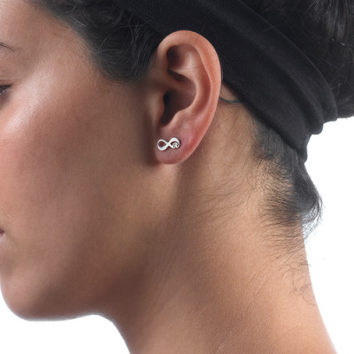 Infinity Initial Stud Earrings - Women's Jewellery