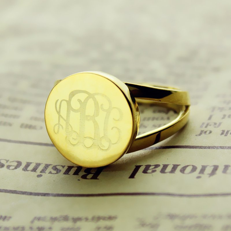 Circle Monogram Ring - Sterling Silver & Gold Rose Gold Plated