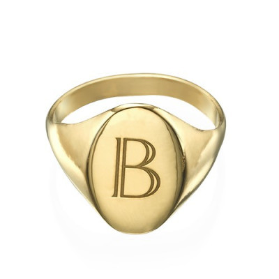 18ct Gold Plated Initial Signet Ring
