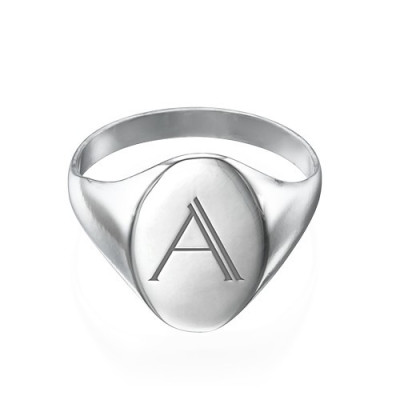 Sterling Silver Initial Signet Ring