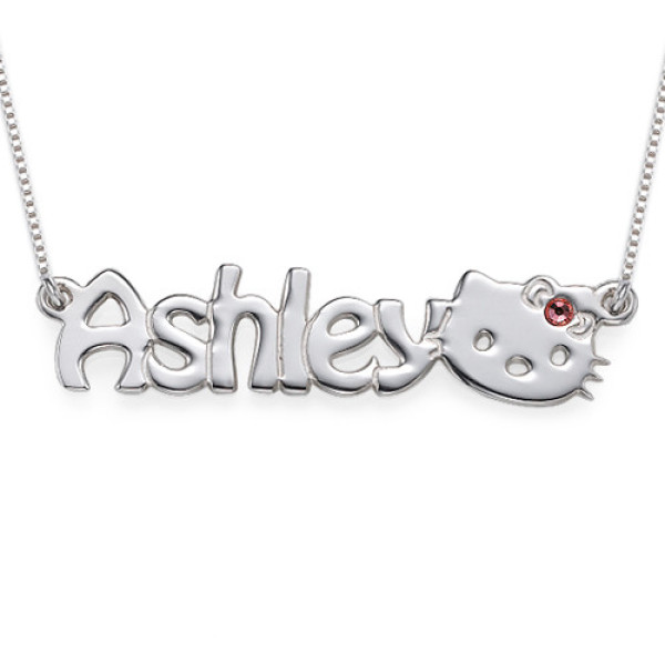 Engraved Kitten Nameplate Necklace for Girls