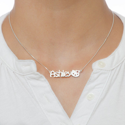Engraved Kitten Nameplate Necklace for Girls