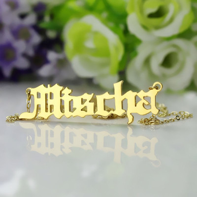 18ct Gold Plated Old English Name Necklace