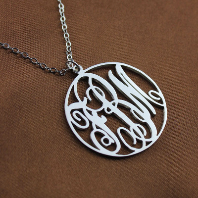 Personalised Silver Monogram Circle Necklace - Custom Initials Jewellery