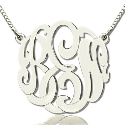 Custom Large Monogram Necklace Hand-painted Sterling Silver - By The Name Necklace;