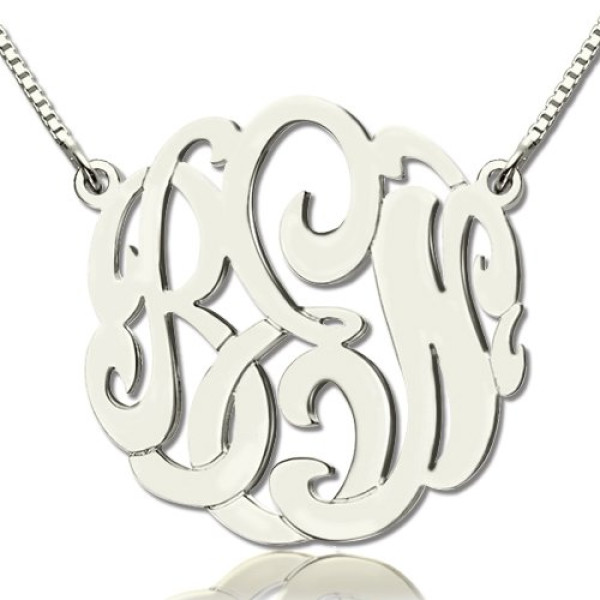 Custom Hand-Painted Sterling Silver Large Monogram Necklace