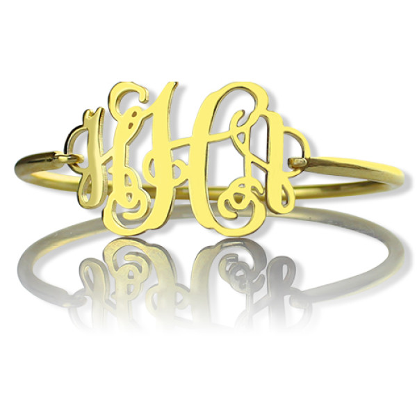 Personalised 18ct Gold-Plated Monogram Initial Bracelet, 1.25 Inch