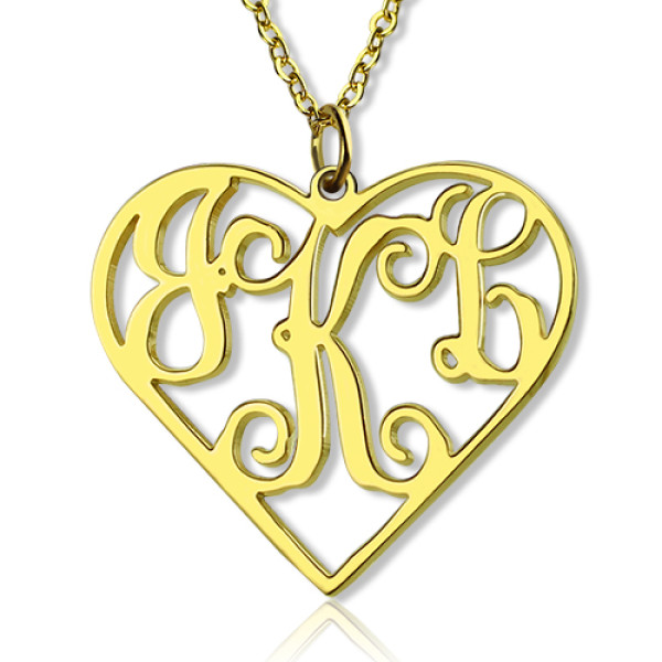 Personalised 18k Gold Plated Heart Necklace with Initial Monogram