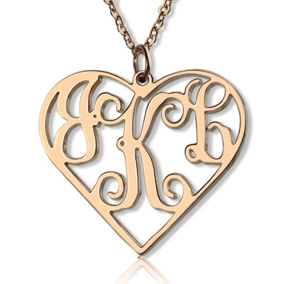 18ct Solid Rose Gold Personalised Heart Necklace with Initial Monogram