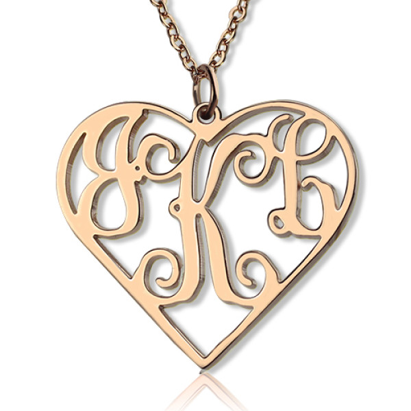 18ct Solid Rose Gold Personalised Heart Necklace with Initial Monogram