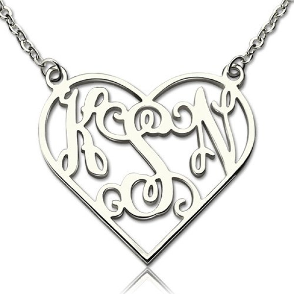 Sterling Silver Heart Monogram Necklace