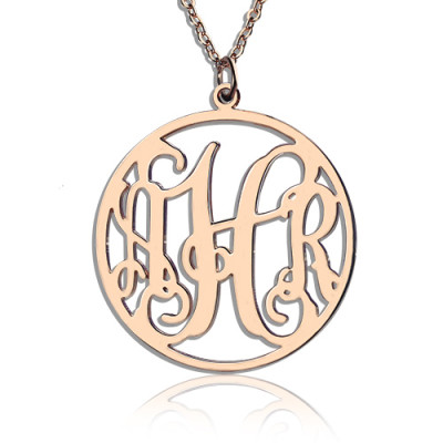 Rose Gold Plated Circle Initial Monogram Necklace