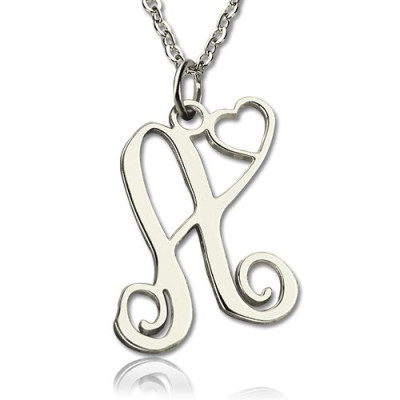 Personalised Heart Monogram Silver Necklace