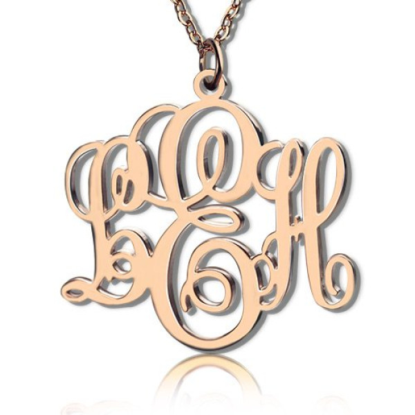 Personalised Initial Necklace with Vine Font Monogram in 18ct Rose Gold Plated