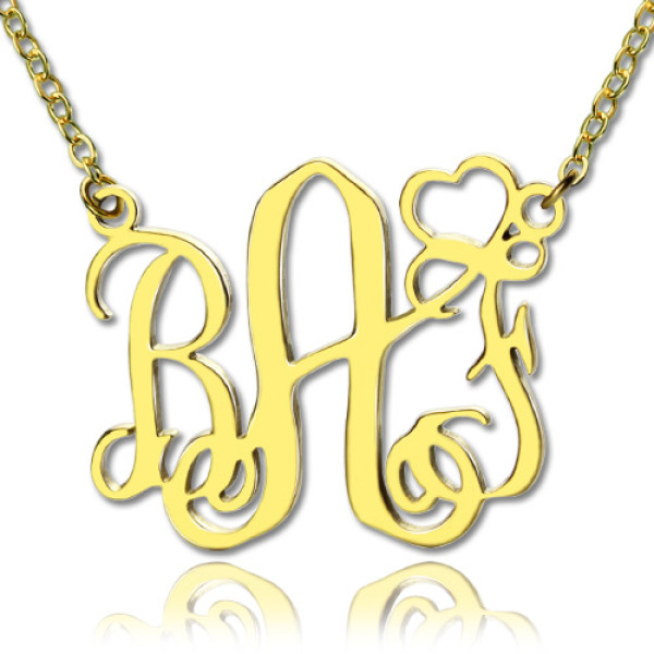 Personalised 18ct Gold Plated Necklace with Initial Monogram & Heart